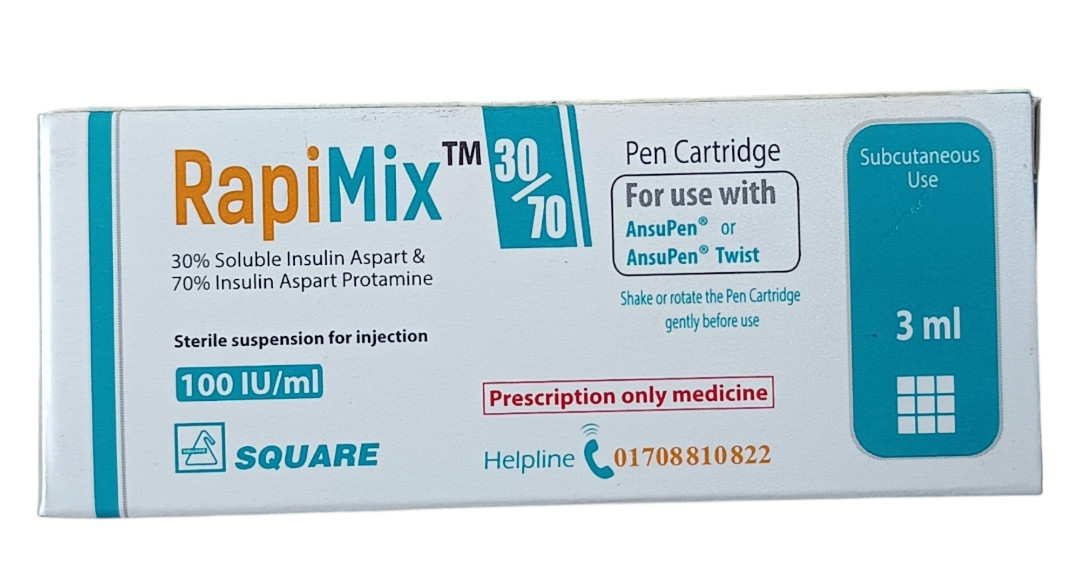 INJECTION : RAPIMIX  30/70 PEN CARTRIDGE 100IU