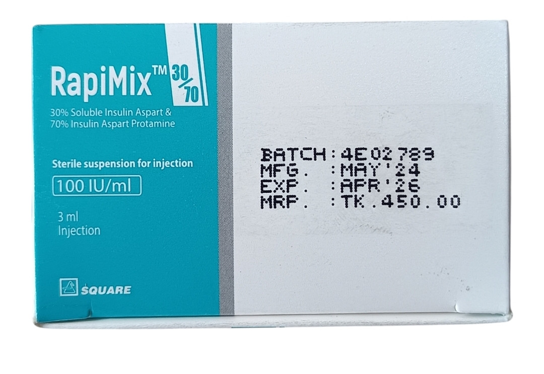 INJECTION : RAPIMIX  30/70 100IU(VIAL)